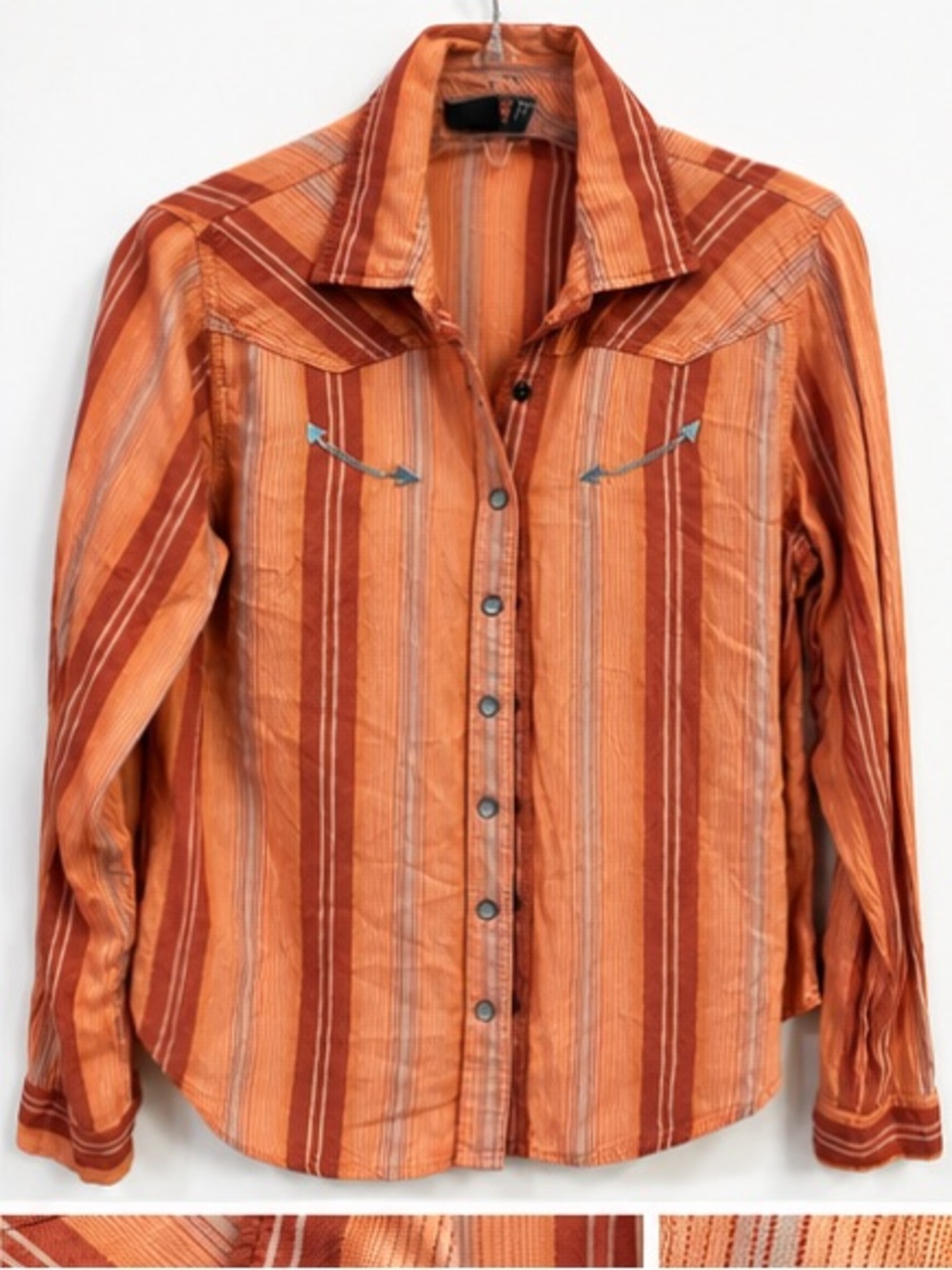 Cruel Denim Striped Snap Down Western Shirt MSRP $69